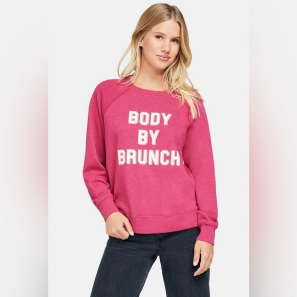 Wildfox Tops - Wildfox "Body by brunch" sweatshirt size L in a beautiful sangria color, nwt!